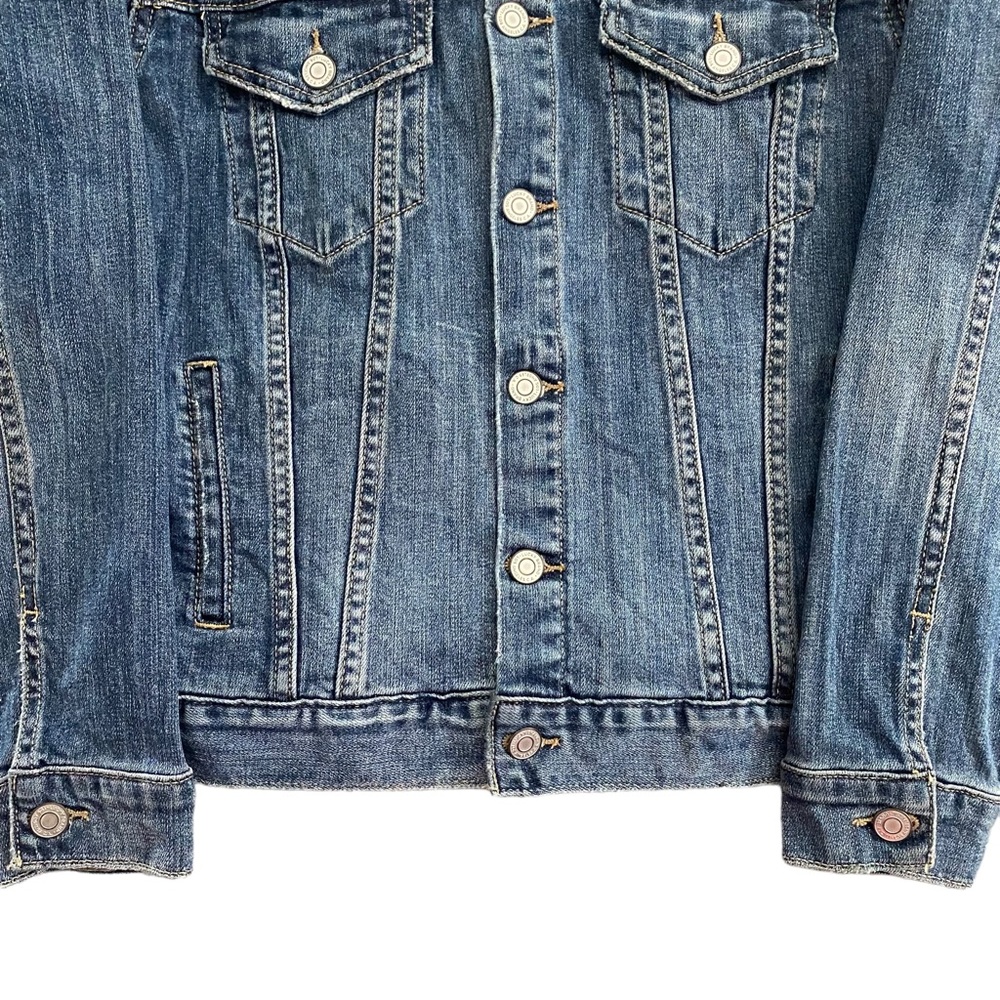 Lucky Brand Tomboy Trucker Jean Jacket Women's Size Medium Blue Denim Distressed - Picture 3 of 9